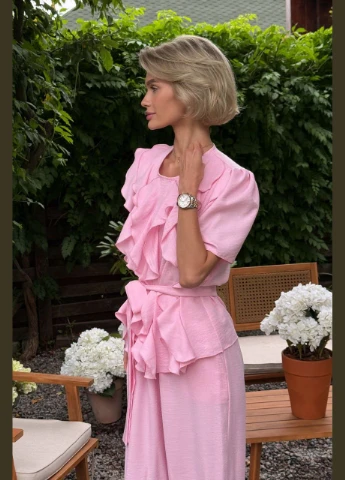 Рожева блуза з льону рожевого кольору Jadone Fashion