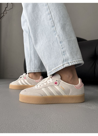 Розовые демисезонные кроссовки мужские adidas samba beige / pink адидас самба No Brand