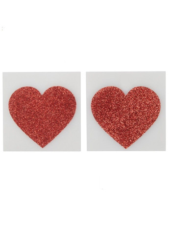 Красные наклейки на соски в виде сердца с блестками Cottelli Collection (303355043)