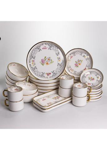 Столовий набір посуду тарілок і чашок 32 предмети на 6 персон «Золотий Кант» порцеляновий TH-32 Yiwu (370802125)