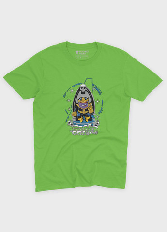 Салатовая демисезонная футболка для мальчика с принтом супезлоды - танос (ts001-1-kiw-006-019-005-b) Modno