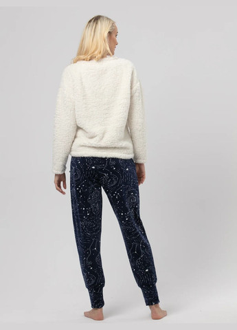 Синя зимня жіноча тепла флісова піжама кофта + брюки Key