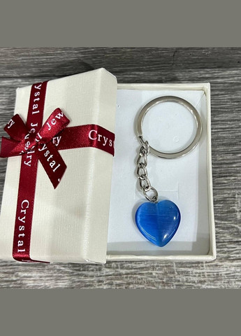 Кулон с натуральным камнем Улексит кошачий глаз в форме сердца на брелке в подарочной коробочке No Brand (331291767)