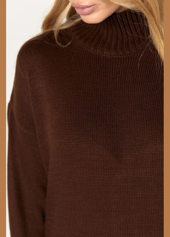 Темно-коричнева довга в'язана сукня прямого крою Lurex