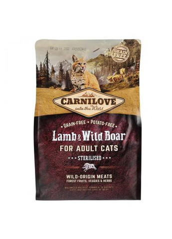 Сухий корм Cat Sterilised для стерилізованих котів, ягня та кабан, 2 кг Carnilove (362701522)