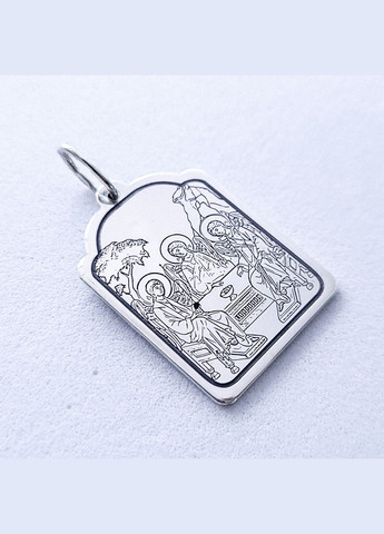 Срібна ікона Святої Трійці з молитвою Отче наш. Срібна ладанка овал Свята Трійця No Brand (301537927)