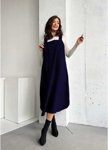 Демисезонный женский женский однотонный сарафан меди – универсальный базовый образ INNOE однотонный