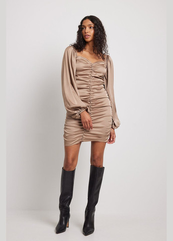 Темно-бежева сукня демісезон,темно-бежевий, NA-KD