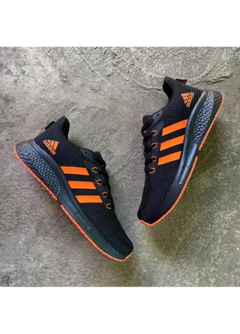 Черные демисезонные кроссовки мужские adidas runner black orange адидас раннер черные No Brand
