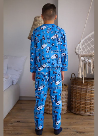 Темно-голубая зимняя пижама для мальчика (теплая) hc (h001-6076-024-4) No Brand