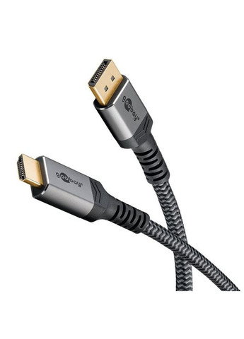Кабель монитора сигнальный DisplayPort to HDMI M/M (папа/папа) (HDMIэкран) 2.0m 4K@60Hz 19+1pin D=6.0mm Textile Goobay (369646087)