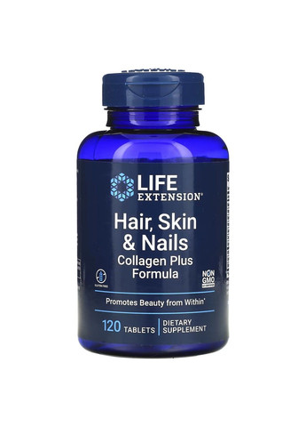 Комплекс для Волос, Кожи и Ногтей, с Коллагеном Hair, Skin & Nails Collagen - 120 таб Life Extension (292652843)