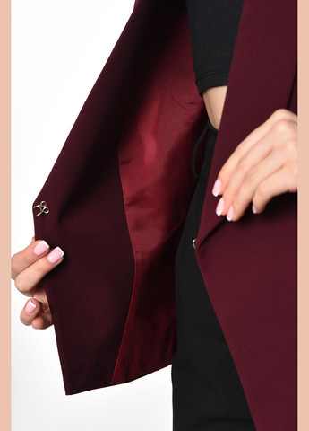 Бордовый женский пиджак женский бордового цвета Let's Shop с орнаментом - демисезонный