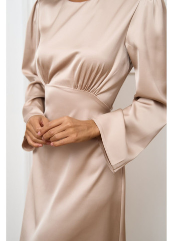 Бежевое платье миди бежевого цвета No Brand