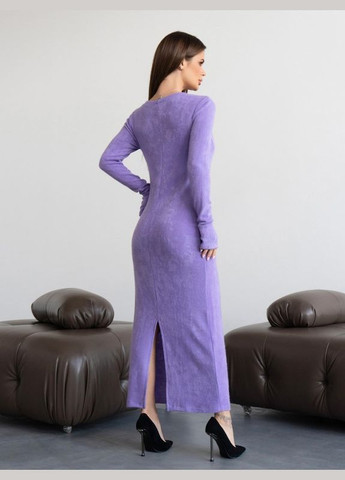 Сиреневое повседневный сиреневое ангоровое платье макси длины ISSA PLUS однотонное