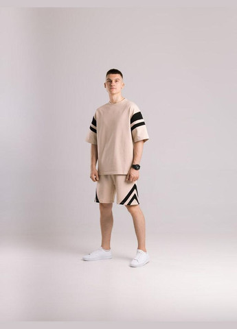 Стильный мужской костюм шорты+футболка бежевый Freedom (342080415)