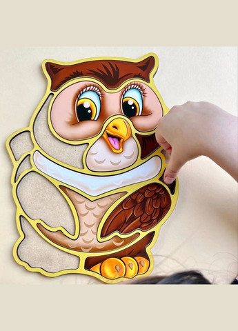 Дерев'яний пазл-вкладиш "Сова" (ПСД087) PSD087 пазл-контур Ubumblebees (364892695)