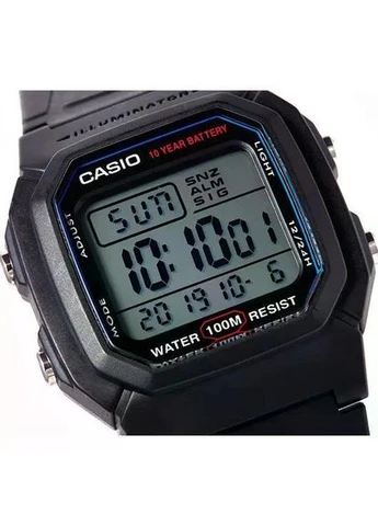 Электронные часы W-800H-1A, подсветка, полимерный ремешок, WR 100 м Casio (402865869)
