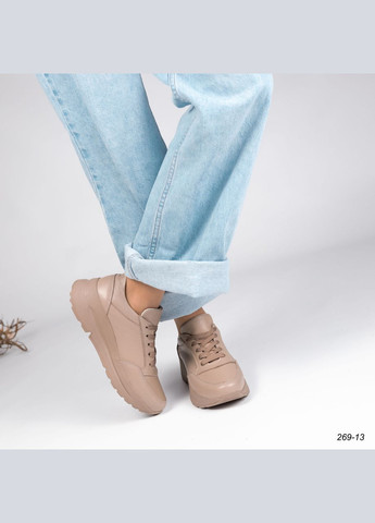 Комбинированные кожаные женские кроссовки цвет капучино 36-41 No Brand