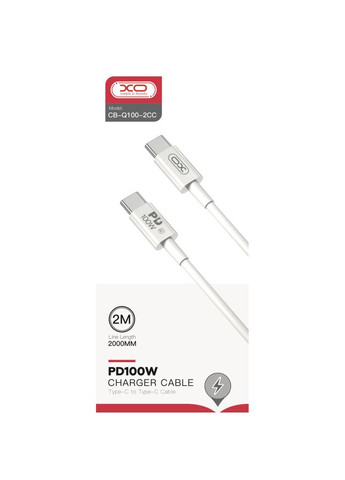 Дата USB-C кабель USB-C 2.0m 100W white (m500298) XO USB-C to USB-C 2.0m 100W white (367069680)