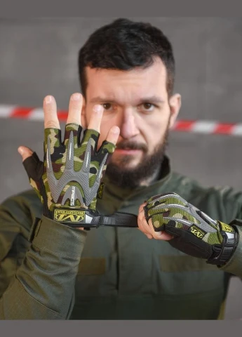 Тактичні рукавички Mechanix Pact короткі захисні дихаючі з липучкою M No Brand (326503187)
