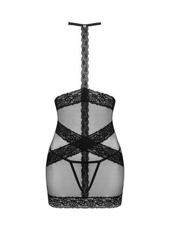 Чорний демісезонний сорочка з відкритими грудьми, стрінги lacrisia чорний, Obsessive