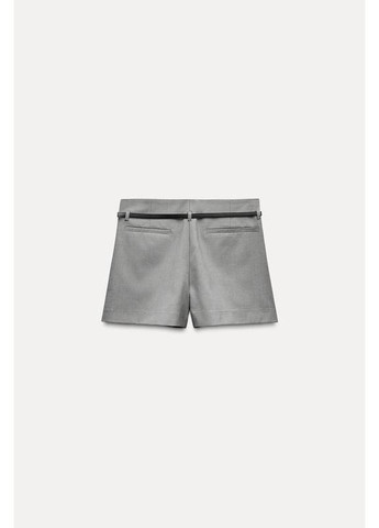 Серая шорты-юбка с бантовыми складками и ремнём Zara