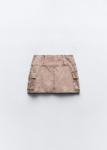 Светло-коричневая повседневный однотонная юбка Zara