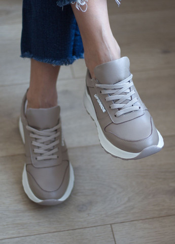 Кроссовки женские из натуральной кожи Zlett 3829 бежевые демисезоны (364847506)