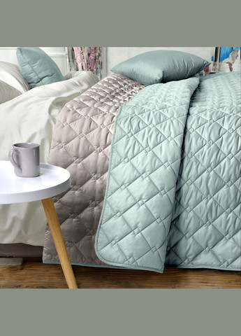 Двухстороннее покрывало Стиль Cube 180х210 см с антиаллергенным волокном, мята/св. серый (8-32404*007) IDEIA (311226022)