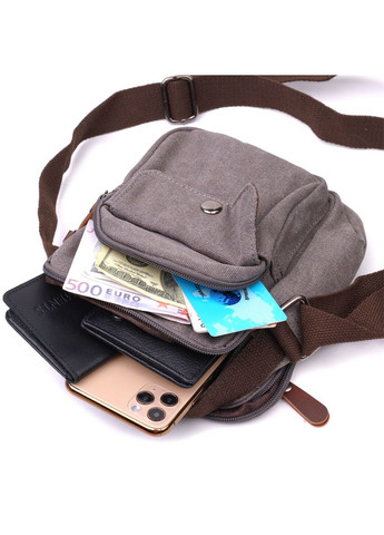 Чоловіча текстильна сумка через плече сіра кросбоді 22217 Vintage (329197754)