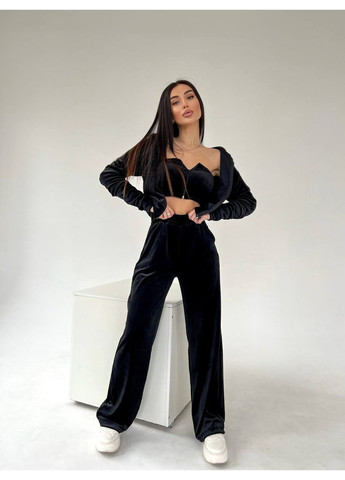 Женский велюровый костюм тройка с топом, кофтой и брюками. Україна (354693531)