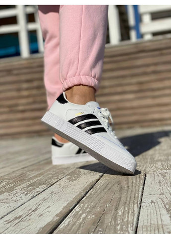 Чорні Осінні кросівки чоловічі adidas samba white black адідас самба No Brand