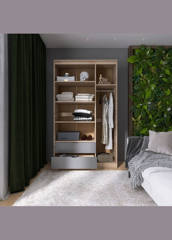 Шафа розпашна для одягу з висувними шухлядами (штанга - полиці) Сіті-1200 120,2х50х204,6 см (EVR-071127) Еверест (329296558)