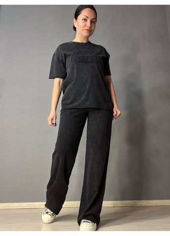 Костюм женский YUJIE YISHANG 7401 футболка с брюками тай-дай вышивка черный No Brand (329369529)