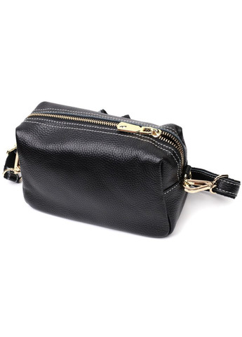 Сумка женская через плечо с двумя ремнями кожаная 22276 Черный Vintage (302008183)