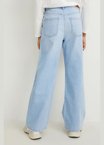 Голубые демисезонные широкие джинсы C&A