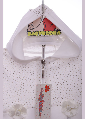 Білий демісезонний костюм з довгим рукавом для дівчинки трикотажний білий горошок 86 см (36744) BABYKROHA