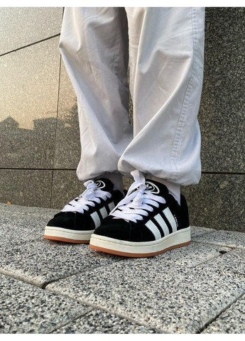 КРОСІВКИ ЖІНОЧІ ADIDAS CAMPUS 00S BLACK WHITE FUR V2 АДІДАС КАМПУС No Brand чорні зими (368647066)