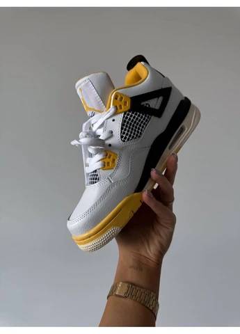 Білі кросівки чоловічі nike air jordan 4 white yellow найк аір джордан білі демісезон No Brand