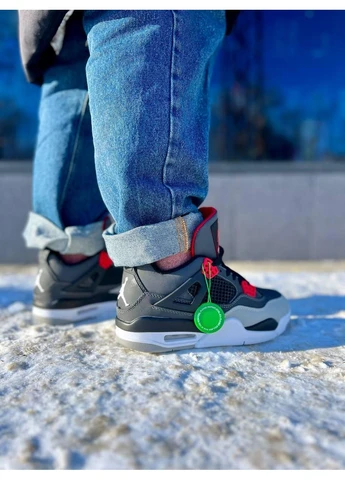 Белые демисезонные кроссовки мужские nike air jordan 4 retro infrared grey red black white найк аир джордан белые No Brand
