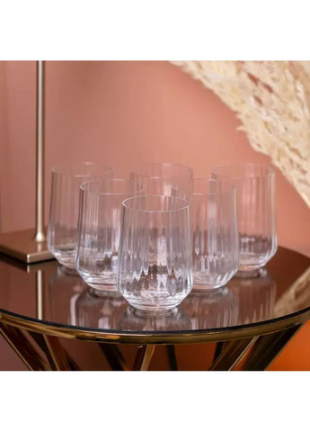 Набір ребристих склянок 6 штук прозорі для сервірування напоїв стильні кришталеві склянки ProDobro (364191710)