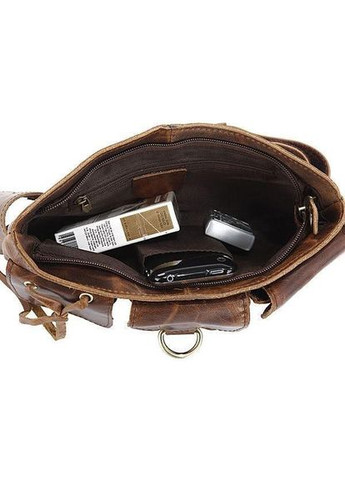 Сумка на пояс через плече чоловіча з натуральної шкіри маленька Коричневий 35180 John McDee (335008007)