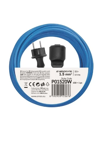 Мережевий подовжувач P01520W 1 розетка 20 м 1,5 мм² IP44 силікон Emos (398635158)
