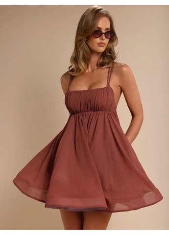 Коричневое платье SHEIN однотонное