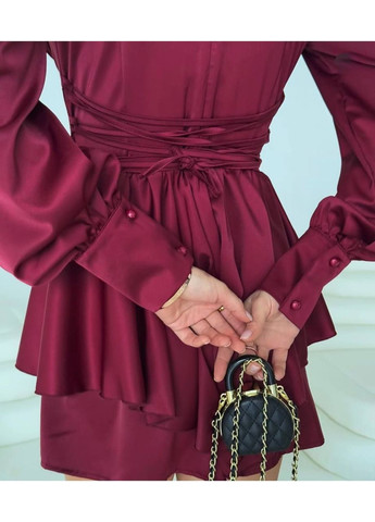 Жіноча сукня комбінезон No Brand комбінезон-шорти однотонний бордовий повсякденний, вечірній, діловий, кежуал шовк