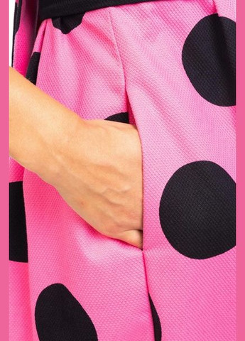 Розовое коктейльное платье баллон Mangano в горошек