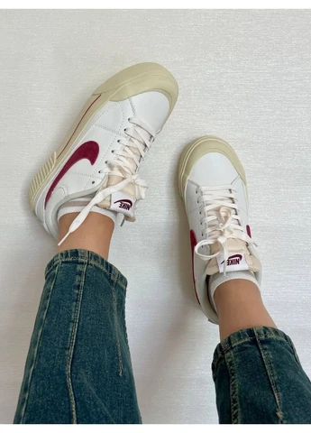 Белые летние кроссовки nike court legacy lift coconut white red найк корт No Brand