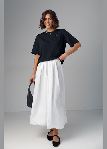 Белая офисная, вечерний однотонная длинная юбка а-силуэта с резинкой на талии Liton а-силуэта (трапеция)