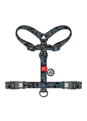 Шлея для собак Nylon з QR-паспортом, малюнок "Тінь Бетмена", S, Ш 15 мм, A 30-45 см, B 35-45 см WAUDOG (332256921)